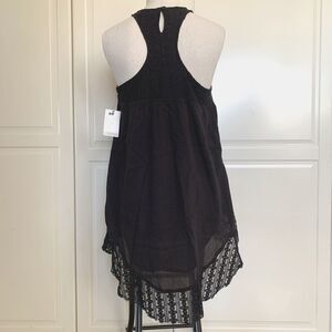 New Volcom Lace Accent Shift Dress Cotton Gauze Black Size XS